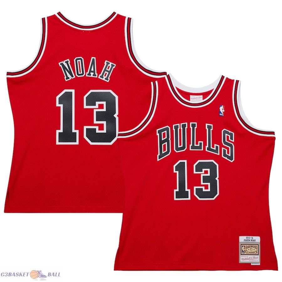 Men's Chicago Bulls Joakim Noah Mitchell & Ness Red 2013/14 Hardwood Classics Swingman Jersey