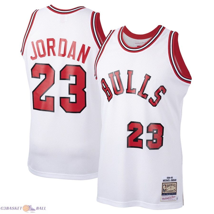 Men's Chicago Bulls Michael Jordan Mitchell & Ness White 1984/85 Hardwood Classics Rookie Authentic Jersey