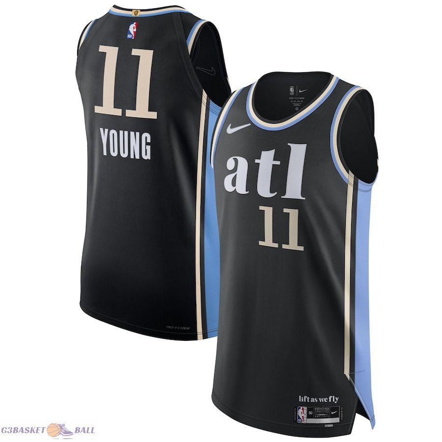 Men's Atlanta Hawks Trae Young Black Authentic Jersey - City Edition