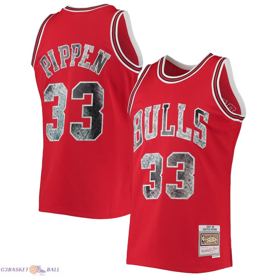 Men's Chicago Bulls Scottie Pippen Mitchell & Ness Red 1997/98 Hardwood Classics NBA 75th Anniversary Diamond Swingman Jersey