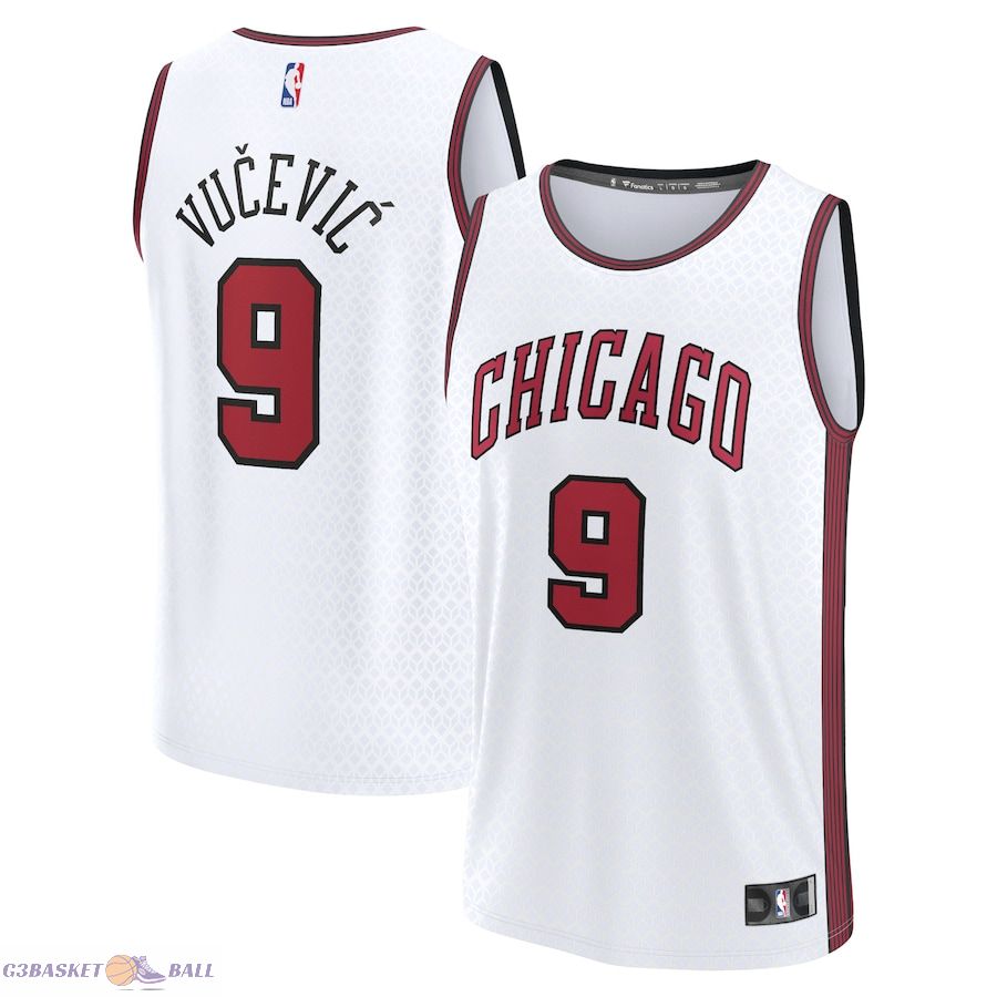 Men's Chicago Bulls Nikola Vucevic Fanatics White Fastbreak Jersey - City Edition