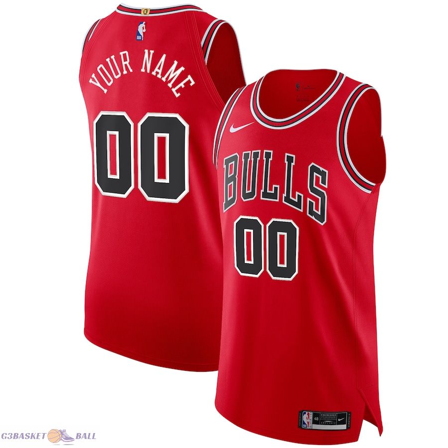 Men's Chicago Bulls Red Authentic Custom Jersey - Icon Edition