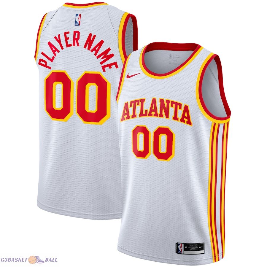 Men's Atlanta Hawks White 2020/21 Swingman Custom Jersey - Association Edition