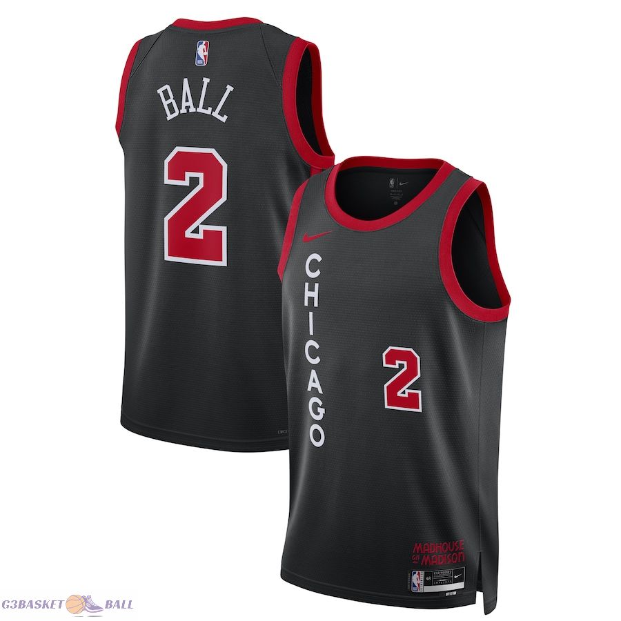 Unisex Chicago Bulls Lonzo Ball Black 2023/24 Swingman Jersey - City Edition