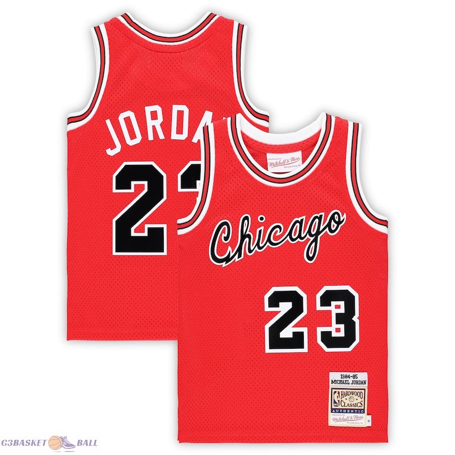 Preschool Chicago Bulls Michael Jordan Mitchell & Ness Red Hardwood Classics 1984/85 Authentic Swingman Jersey