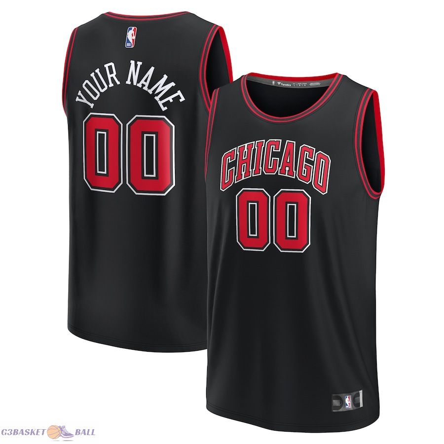 Youth Chicago Bulls Fanatics Black Fast Break Replica Custom Jersey - Statement Edition