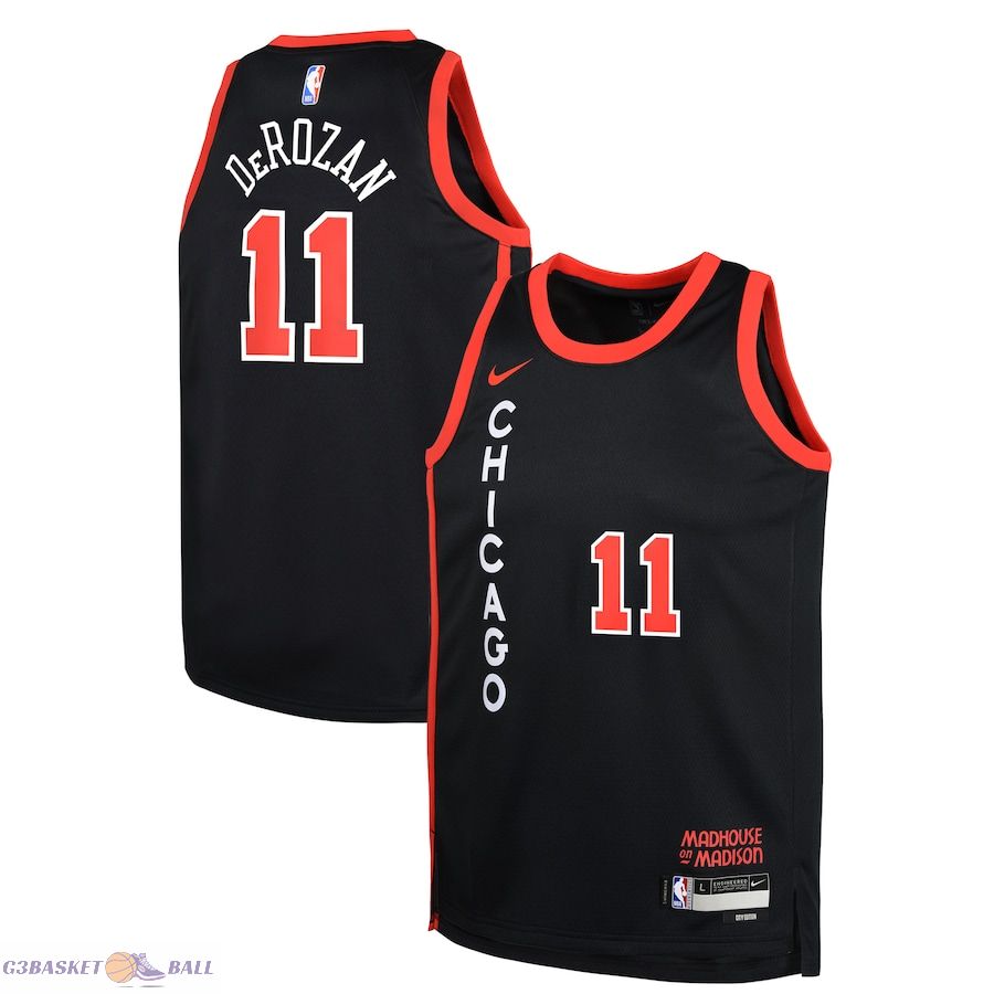 Youth Chicago Bulls DeMar DeRozan Black Swingman Replica Jersey - City Edition