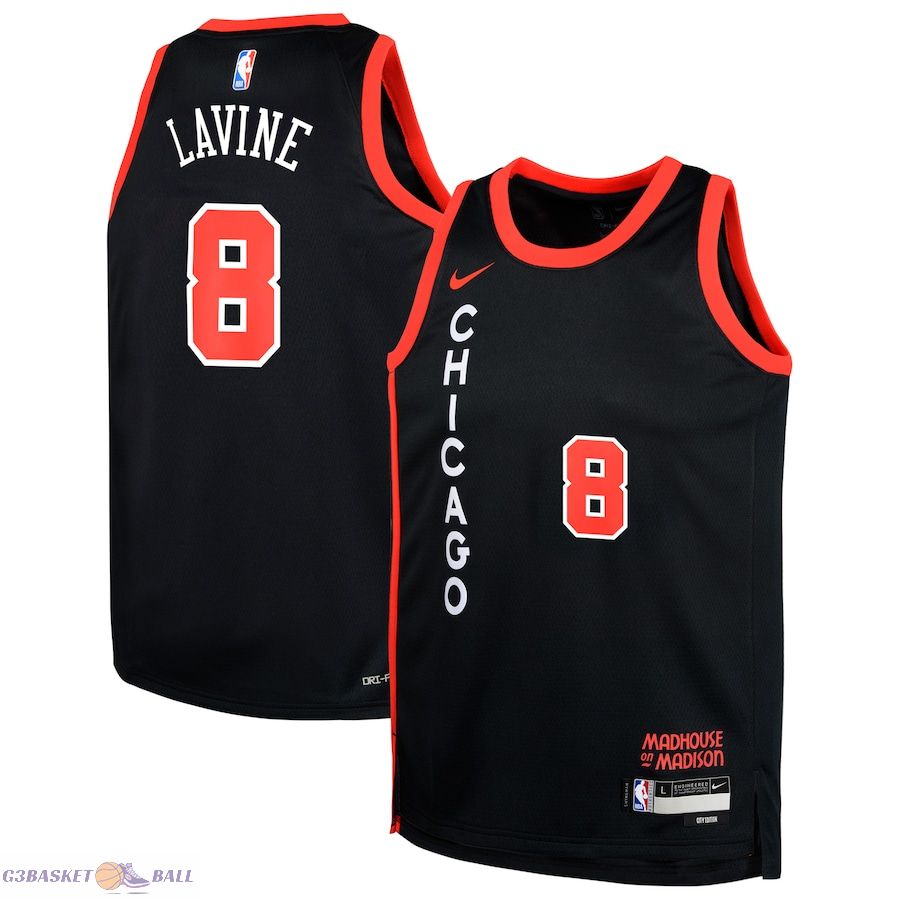 Youth Chicago Bulls Zach LaVine Black Swingman Replica Jersey - City Edition