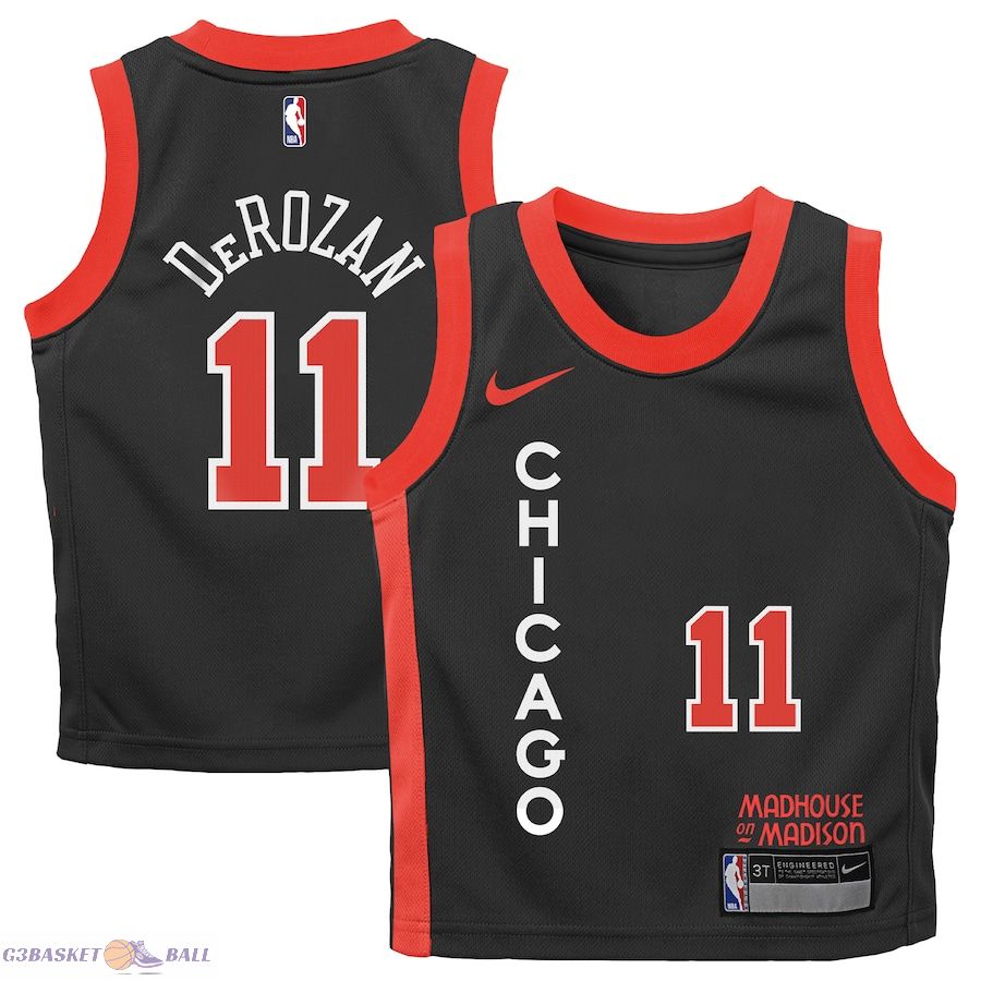 Preschool Chicago Bulls DeMar DeRozan Black Swingman Replica Jersey - City Edition