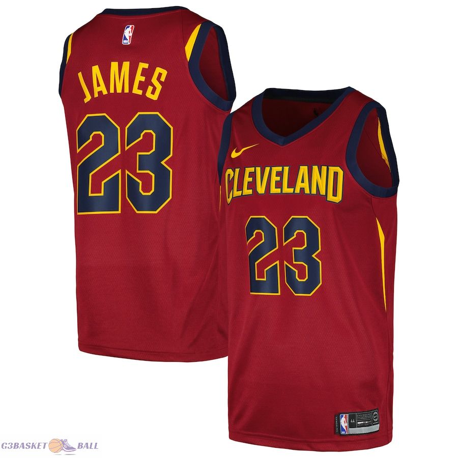 Men's Cleveland Cavaliers LeBron James Wine Swingman Player Jersey - Icon Edition