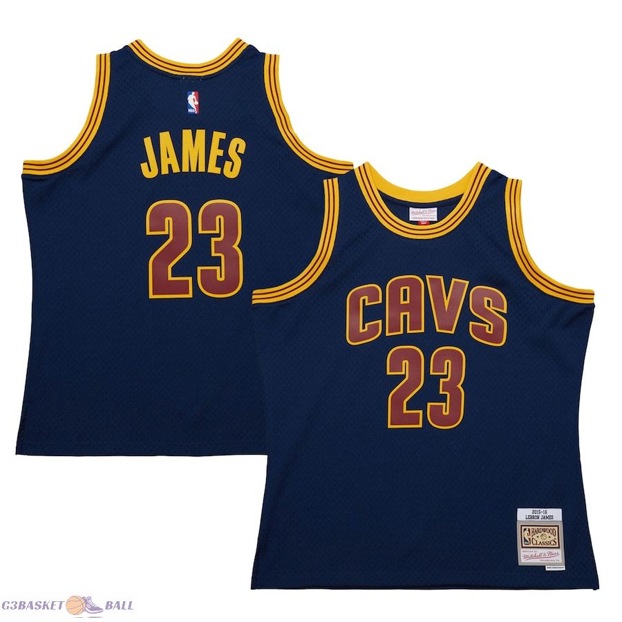 Men's Cleveland Cavaliers LeBron James Mitchell & Ness Navy 2015/16 Hardwood Classics Swingman Jersey