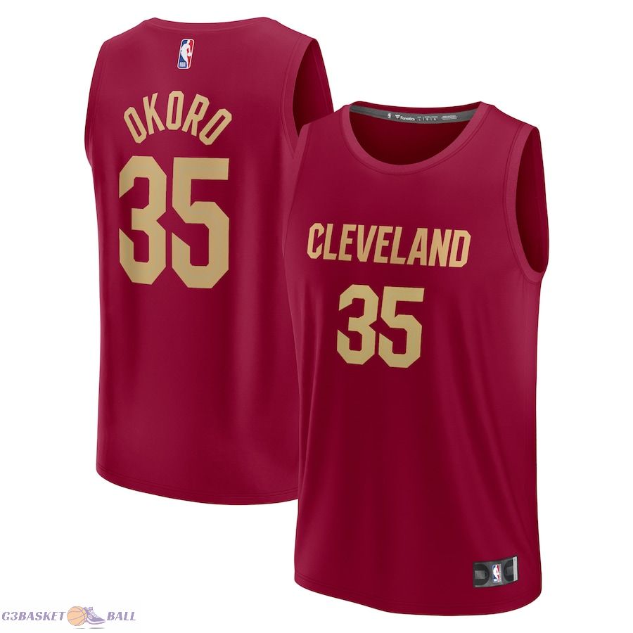 Men's Cleveland Cavaliers Isaac Okoro Fanatics Wine Fast Break Replica Jersey - Icon Edition