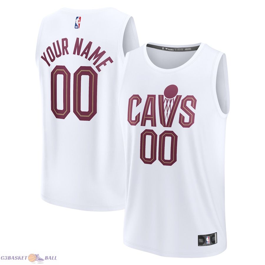 Men's Cleveland Cavaliers Fanatics White Fast Break Custom Replica Jersey - Association Edition