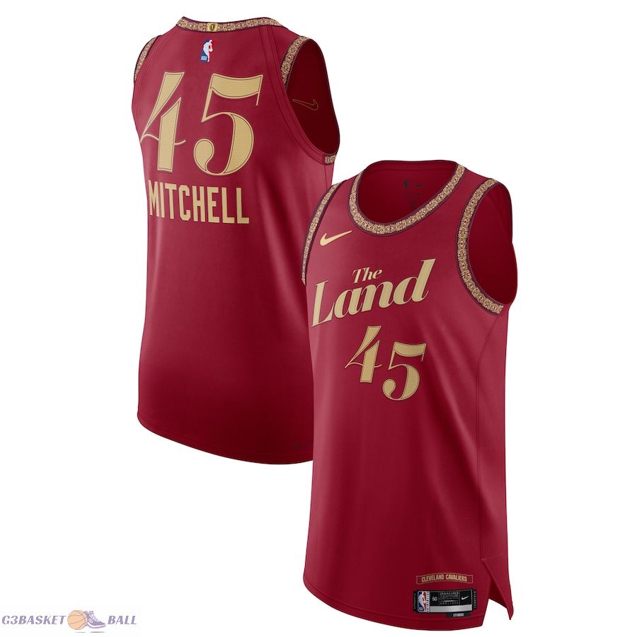 Men's Cleveland Cavaliers Donovan Mitchell Wine Authentic Jersey - City Edition