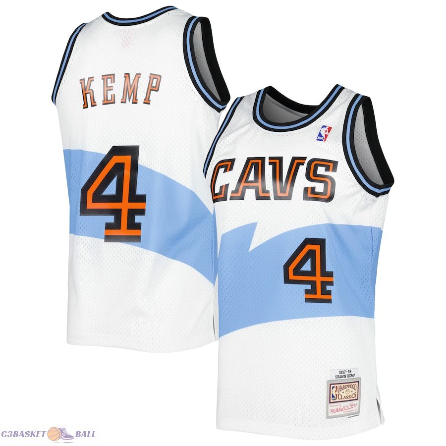 Men's Cleveland Cavaliers Shawn Kemp Mitchell & Ness White Hardwood Classics Swingman Jersey