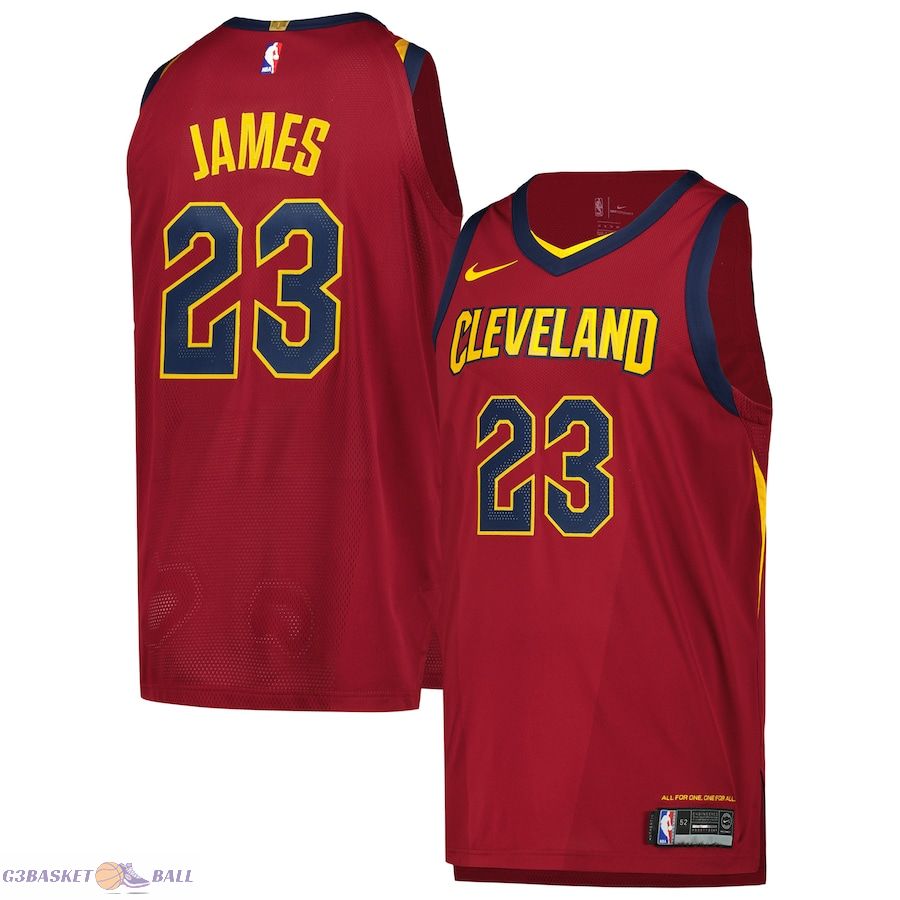 Men's Cleveland Cavaliers LeBron James Wine Authentic Player Jersey - Icon Edition