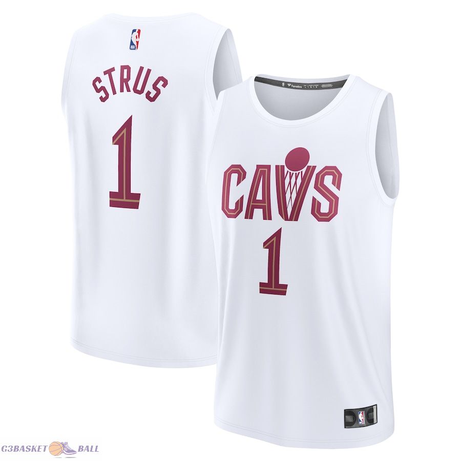 Men's Cleveland Cavaliers Max Strus Fanatics White Fast Break Replica Player Jersey - Association Edition