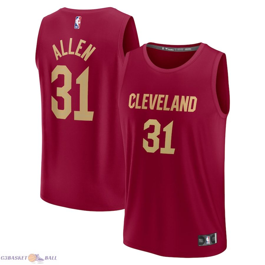 Men's Cleveland Cavaliers Jarrett Allen Fanatics Wine Fast Break Replica Jersey - Icon Edition