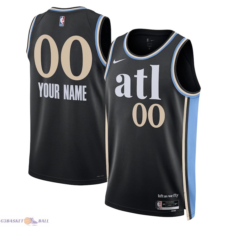 Unisex Atlanta Hawks Black 2023/24 Custom Swingman Jersey - City Edition