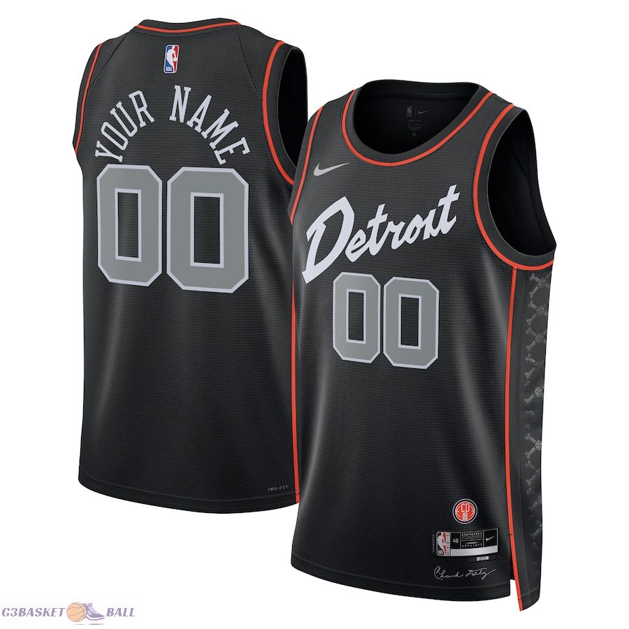 Unisex Detroit Pistons Black 2023/24 Custom Swingman Jersey - City Edition