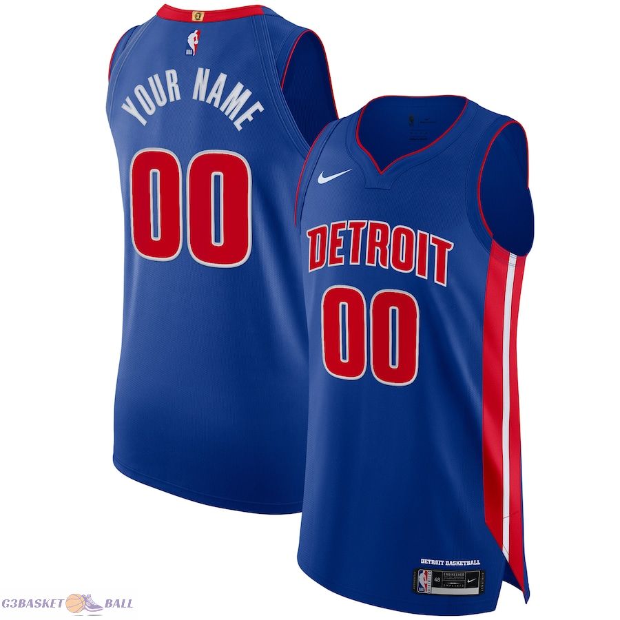 Men's Detroit Pistons Blue Authentic Custom Jersey - Icon Edition