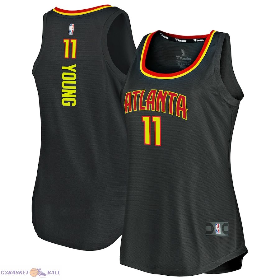 Women's Atlanta Hawks Trae Young Fanatics Black Fast Break Tank Jersey - Icon Edition