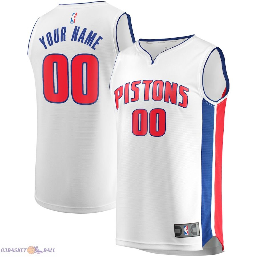 Men's Detroit Pistons Fanatics White Fast Break Custom Replica Jersey - Association Edition