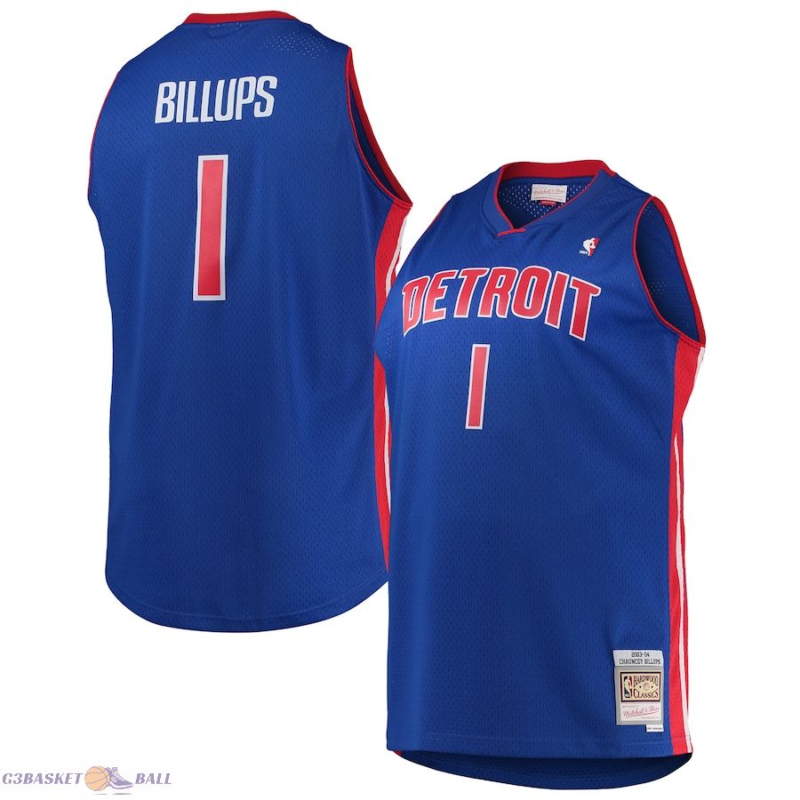 Men's Detroit Pistons Chauncey Billups Mitchell & Ness Blue 2003/04 Big & Tall Hardwood Classics Swingman Jersey