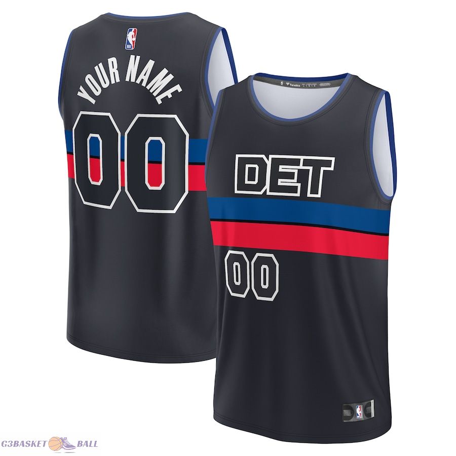 Men's Detroit Pistons Fanatics Charcoal Fast Break Custom Jersey - Statement Edition