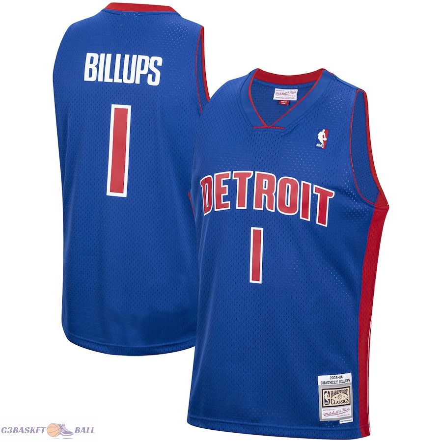 Men's Detroit Pistons Chauncey Billups Mitchell & Ness Royal 2003/04 Hardwood Classics Swingman Jersey