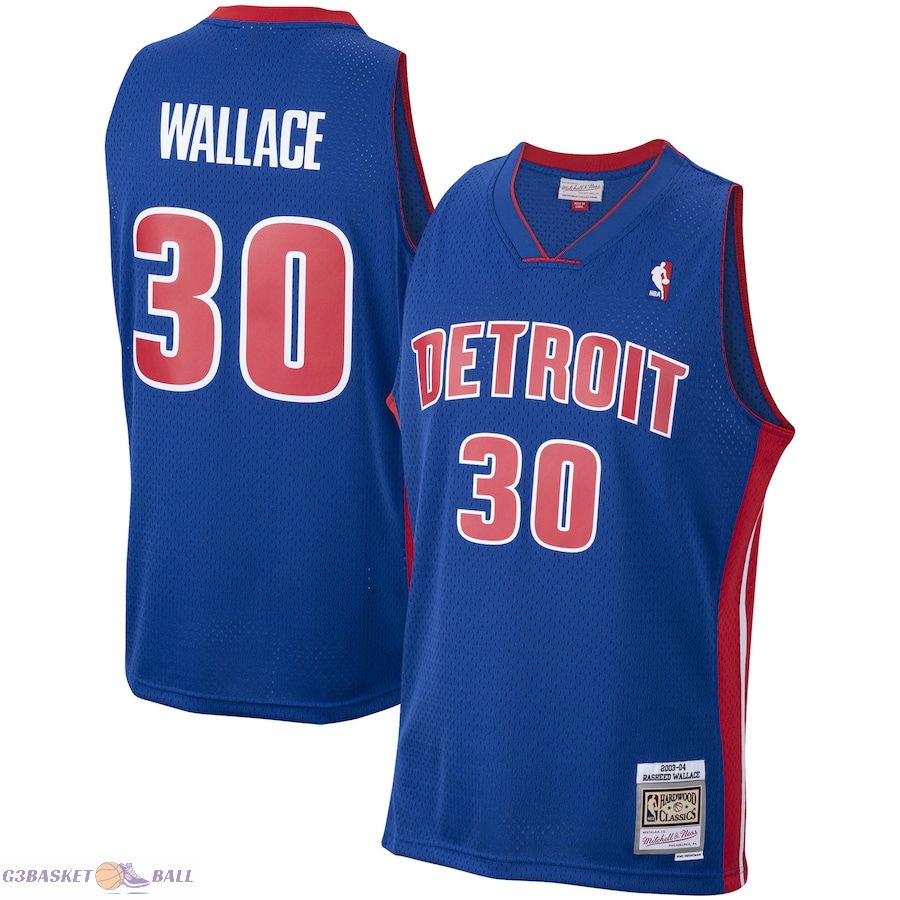 Men's Detroit Pistons Rasheed Wallace Mitchell & Ness Royal 2003/04 Hardwood Classics Swingman Jersey