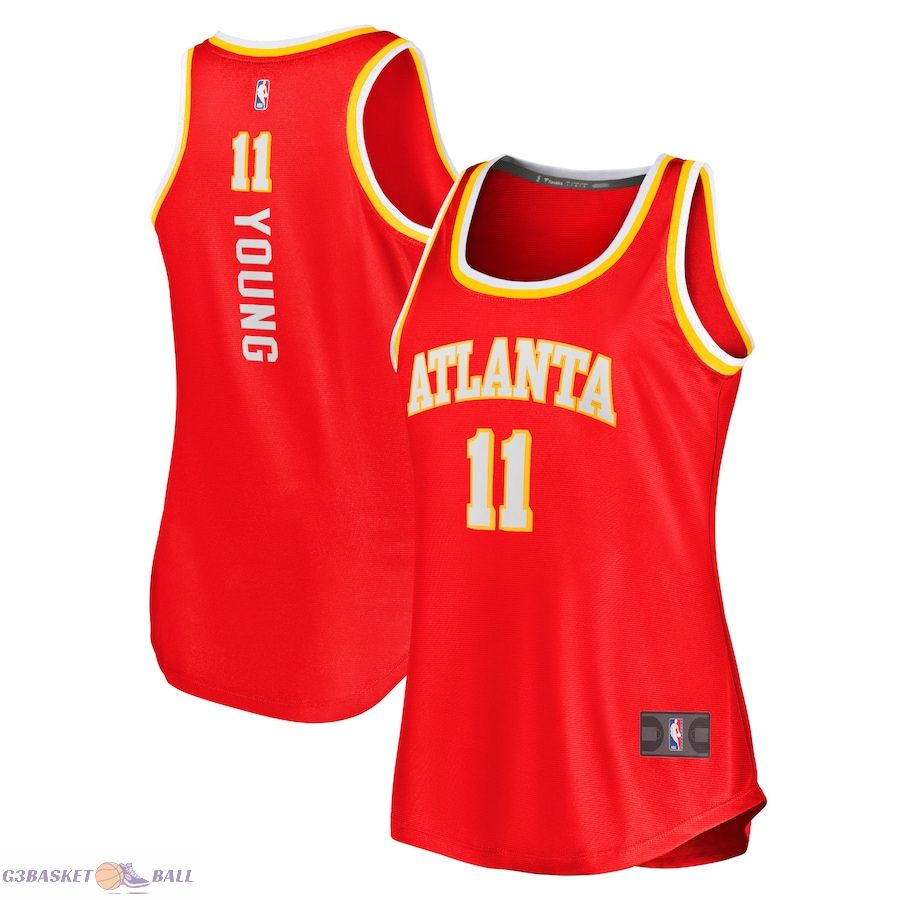 Women's Atlanta Hawks Trae Young Fanatics Red Fast Break Tank Jersey - Icon Edition