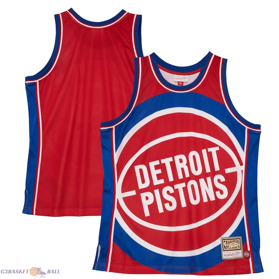 Men's Detroit Pistons Mitchell & Ness Red Hardwood Classics Blown Out Fashion Jersey