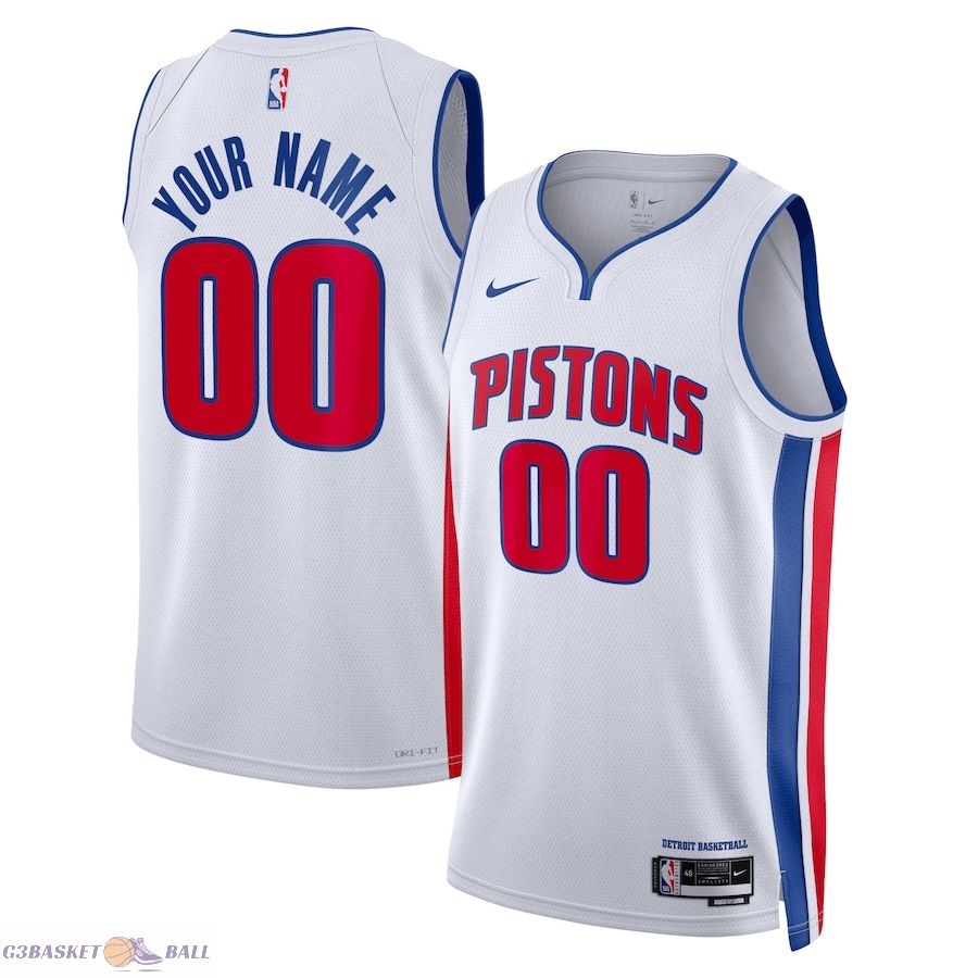 Unisex Detroit Pistons White Swingman Custom Jersey - Association Edition