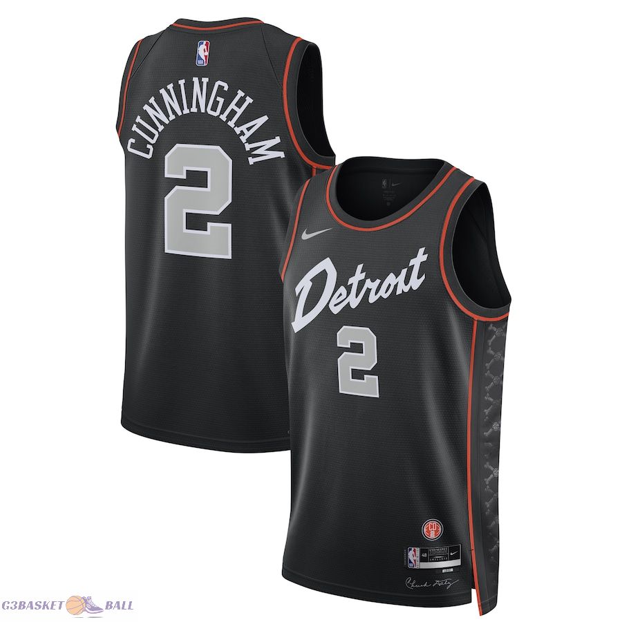 Unisex Detroit Pistons Cade Cunningham Black 2023/24 Swingman Jersey - City Edition