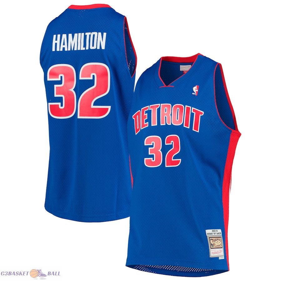 Men's Detroit Pistons Richard Hamilton Mitchell & Ness Blue 2003/04 Hardwood Classics Swingman Jersey