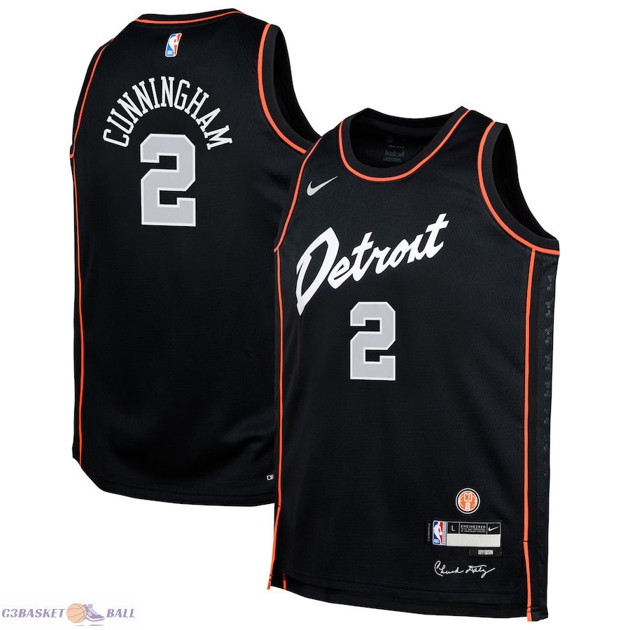 Youth Detroit Pistons Cade Cunningham Black Swingman Replica Jersey - City Edition