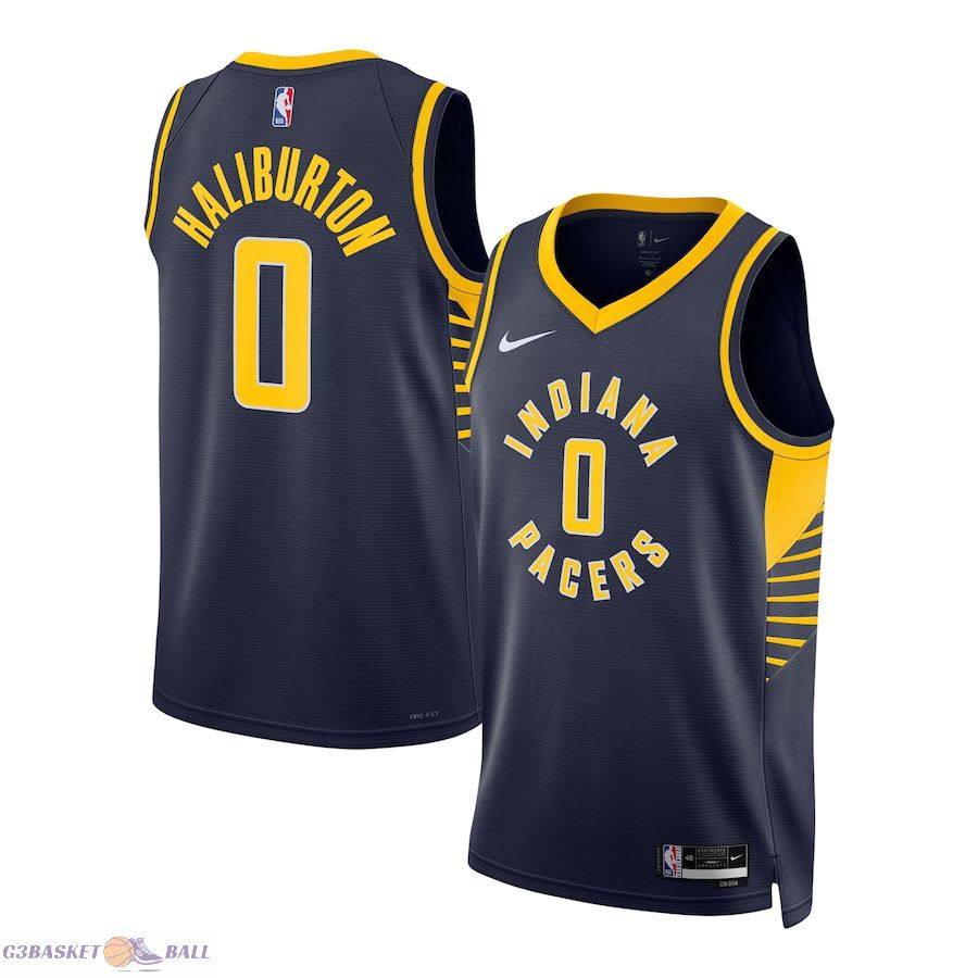 Unisex Indiana Pacers Tyrese Haliburton Navy Swingman Jersey - Icon Edition