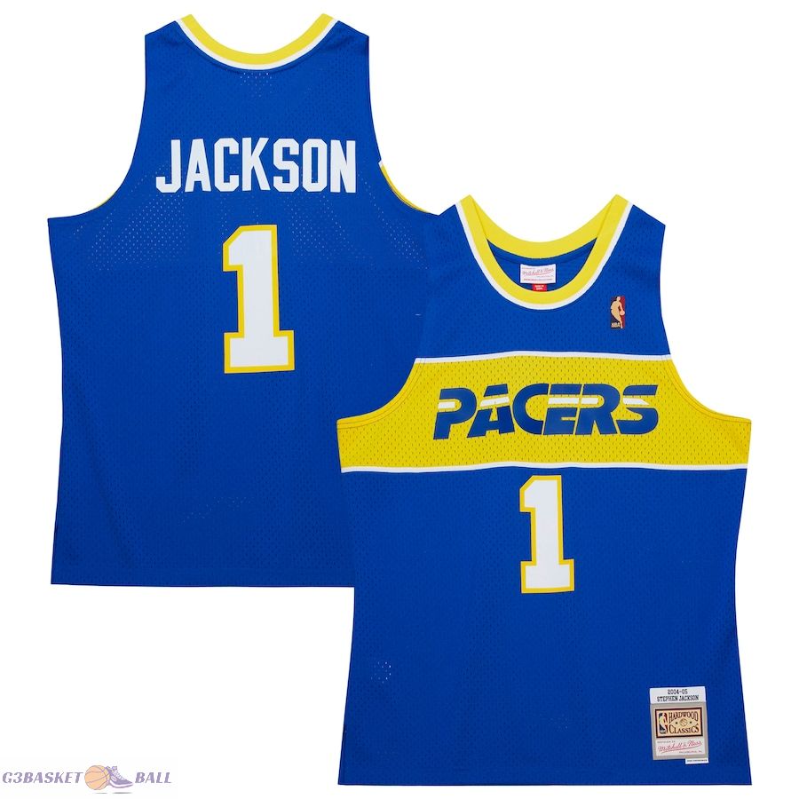 Men's Indiana Pacers Stephen Jackson Mitchell & Ness Royal 2004/05 Hardwood Classics Swingman Jersey