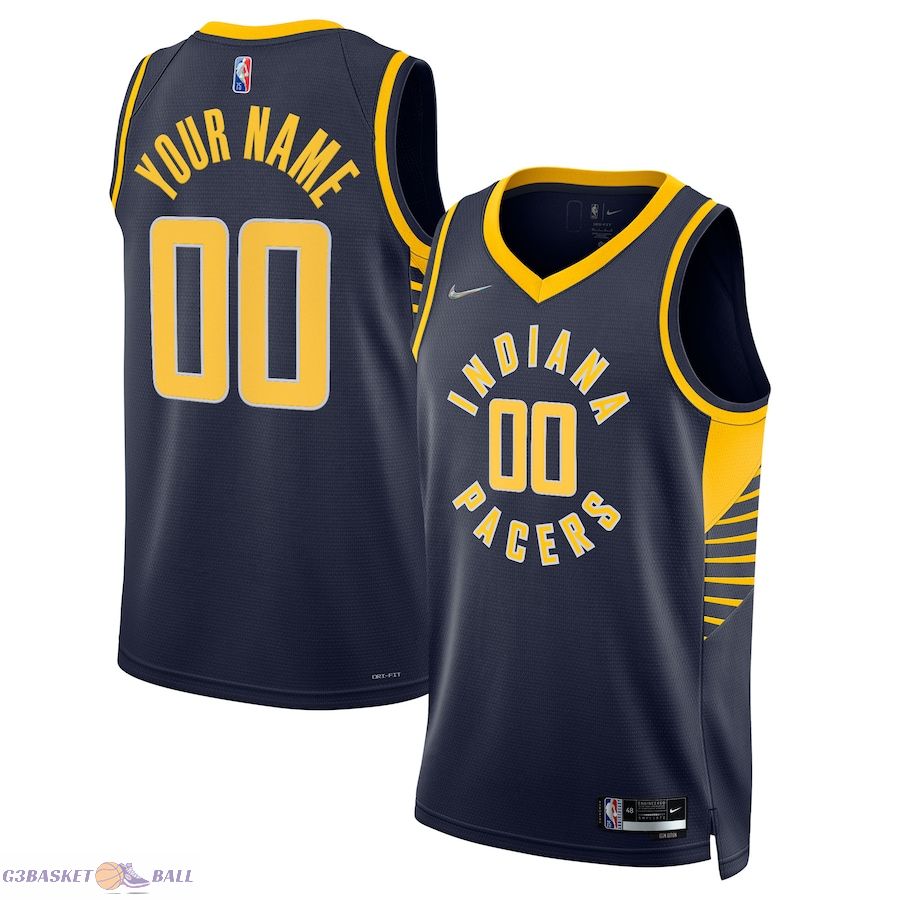 Men's Indiana Pacers Navy 2021/22 Diamond Swingman Custom Jersey - Icon Edition