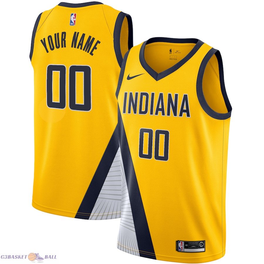 Men's Indiana Pacers Yellow 2019/20 Custom Swingman Jersey - Statement Edition