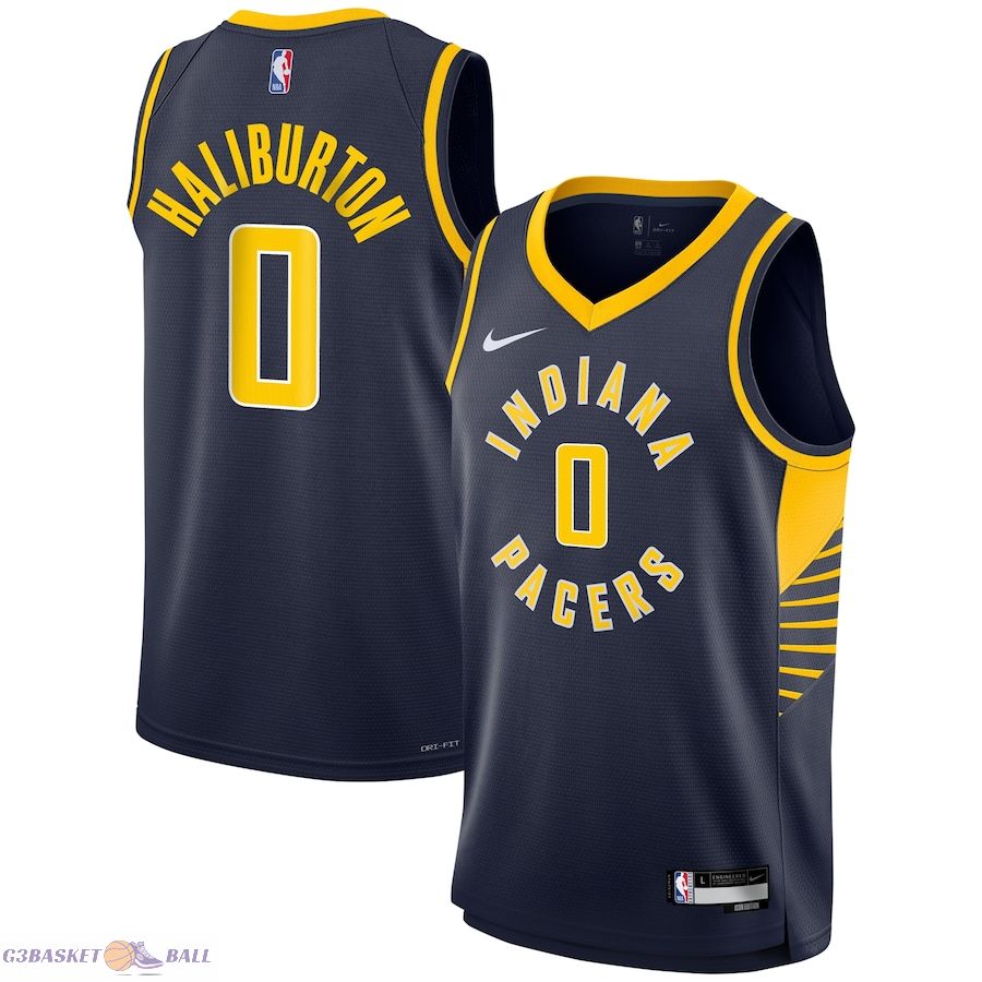 Youth Indiana Pacers Tyrese Haliburton Navy Swingman Jersey - Icon Edition