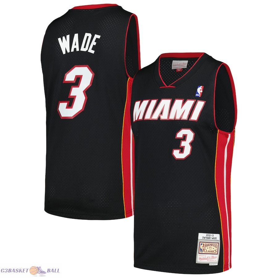 Men's Miami Heat Dwyane Wade Mitchell & Ness Black 2012/13 Hardwood Classics Swingman Jersey