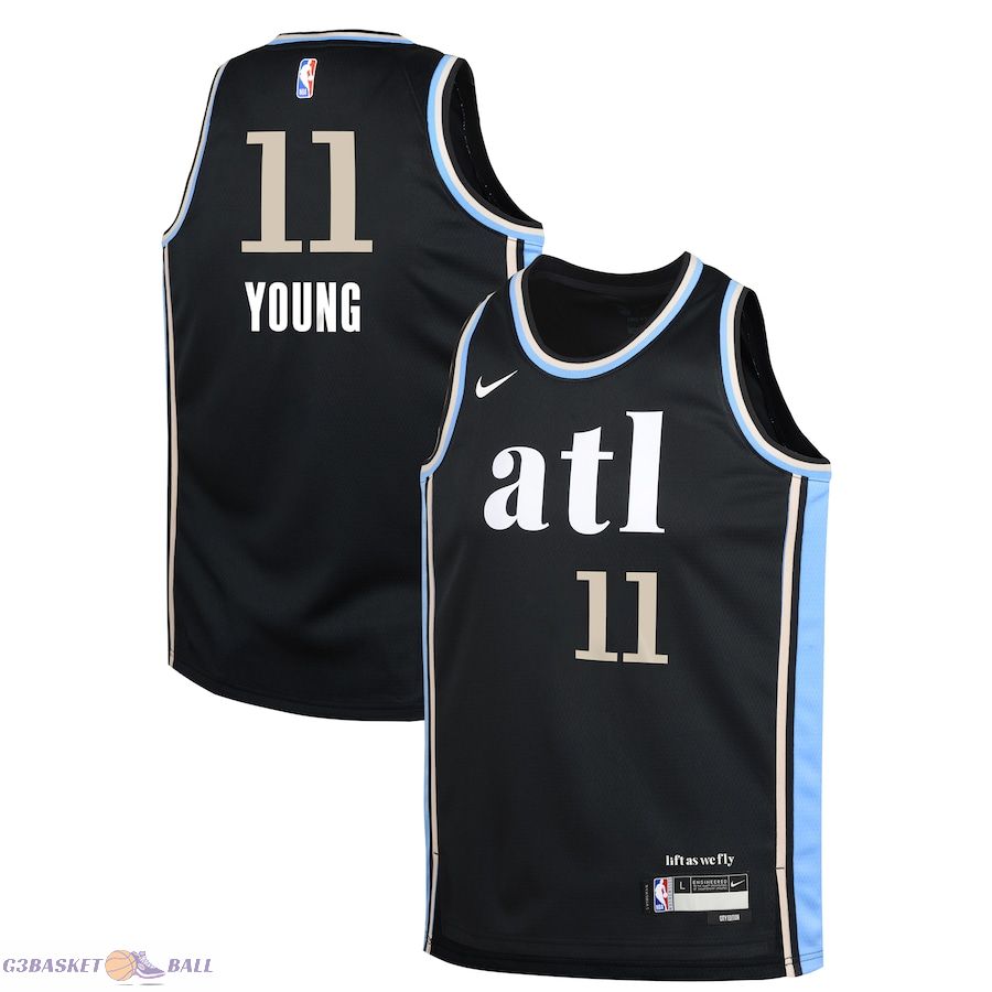 Youth Atlanta Hawks Trae Young Black Swingman Replica Jersey - City Edition