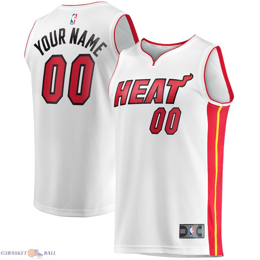 Men's Miami Heat Fanatics White Fast Break Custom Replica Jersey - Association Edition