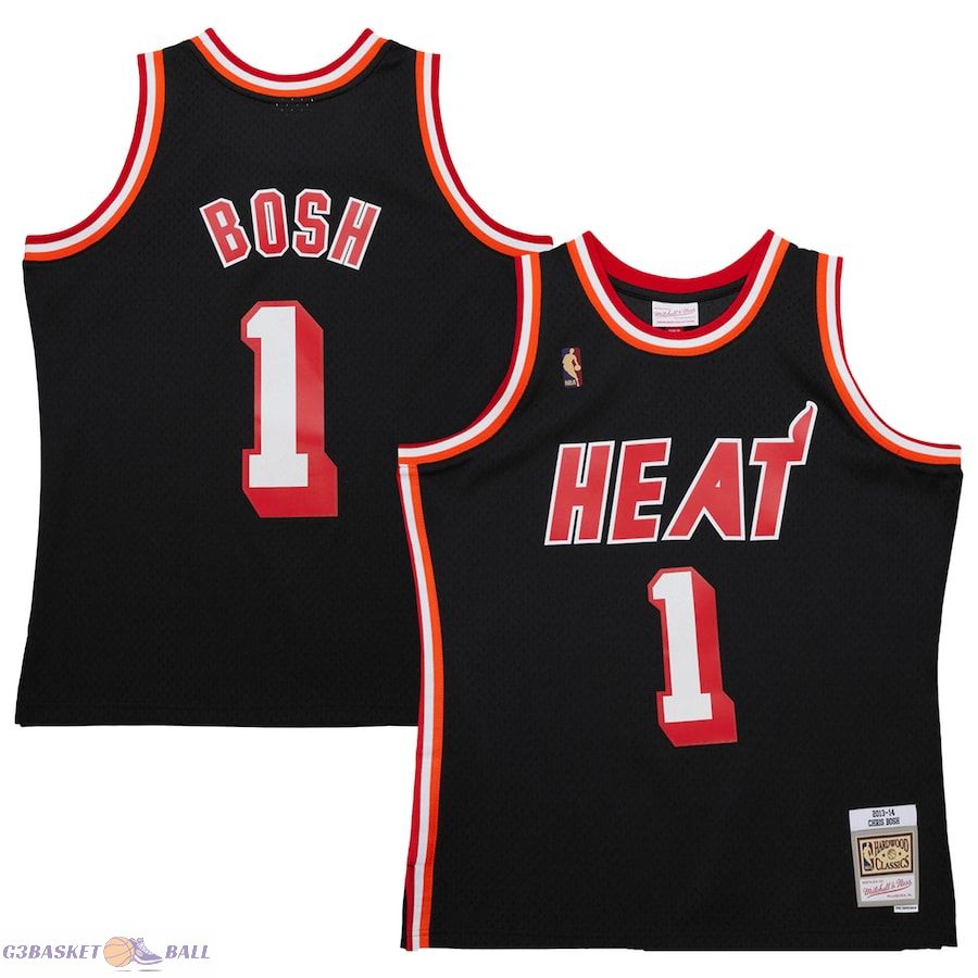 Men's Miami Heat Chris Bosh Mitchell & Ness Black 2013/14 Hardwood Classics Swingman Jersey