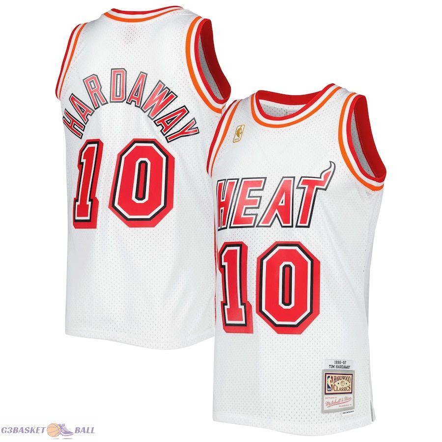 Men's Miami Heat Tim Hardaway Mitchell & Ness White Hardwood Classics Swingman Jersey