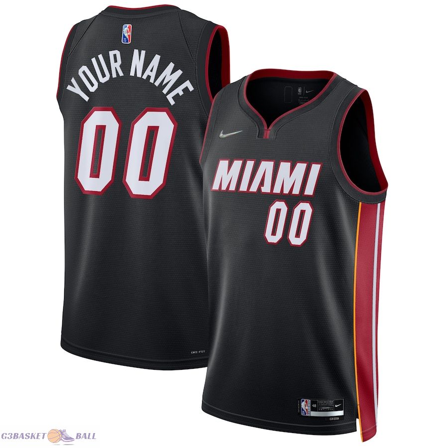 Men's Miami Heat Black 2021/22 Diamond Swingman Custom Jersey - Icon Edition