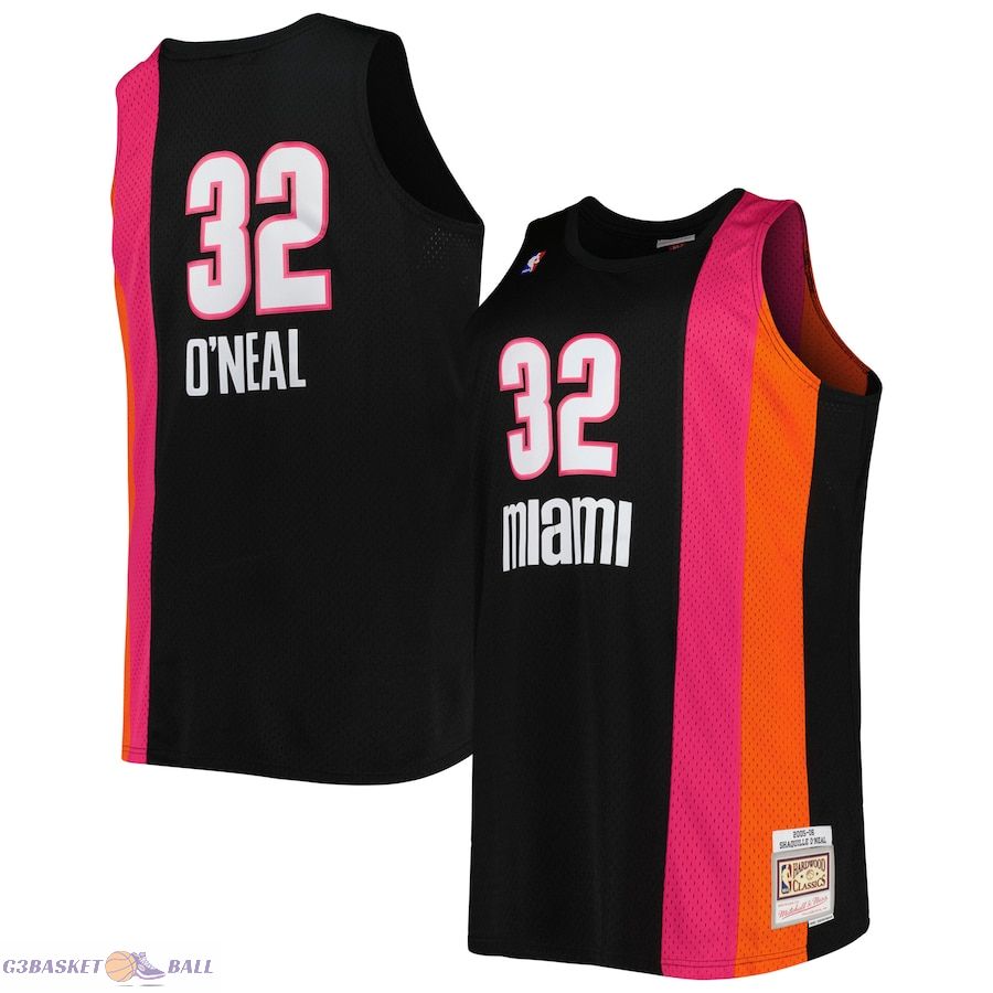 Men's Miami Heat Shaquille O'Neal Mitchell & Ness Black Big & Tall Hardwood Classics 2005/06 Swingman Jersey