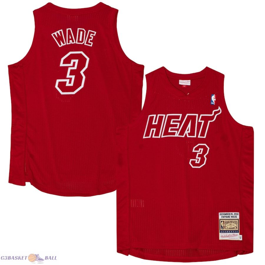 Men's Miami Heat Dwyane Wade Mitchell & Ness Scarlet 2012 Authentic Player Jersey